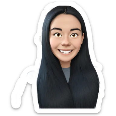 smiling girl with black hair sticker
