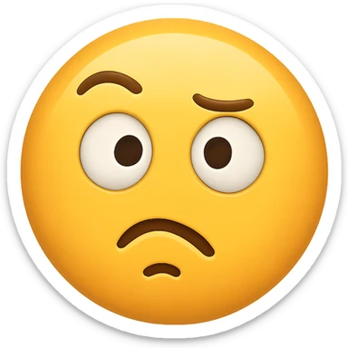 yellow confused face emoji, digital illustration sticker