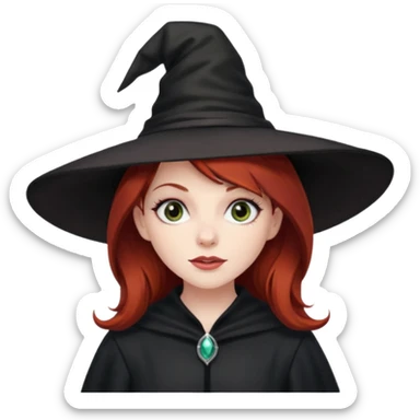 Dark Red haired witch, sassy, rolling eyes upwards rude sticker