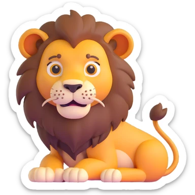 naughty lion looking sideways with mischievous expression sticker