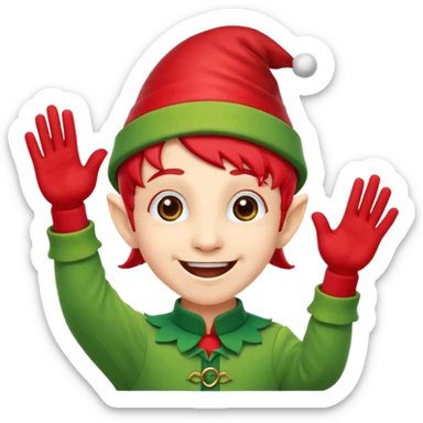 DUENDE NAVIDEÑO SONRIENDO CON MANOS ARRIBA ANIMANDO sticker