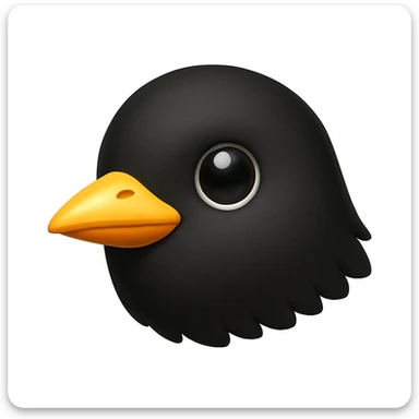 Create a bird emoji exactly like the reference image but without the helmet, in iOS emoji style. Keep the same shape, color, and expression, with a smooth and shiny appearance. sticker