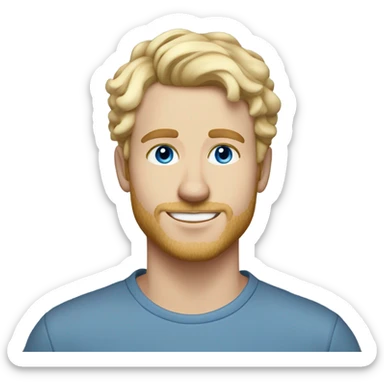 3/4 profile light curl blonde 30yo man blue eyed pale skin sticker