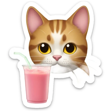 Cat drinking boba tea sticker