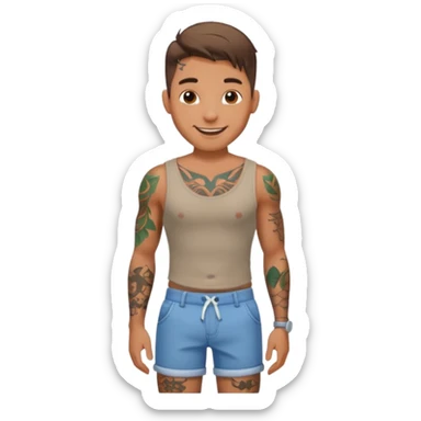 A man in tattoos handsome with flirty smile till legs  sticker