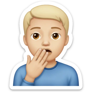  pleading face with hand over mouth sticker