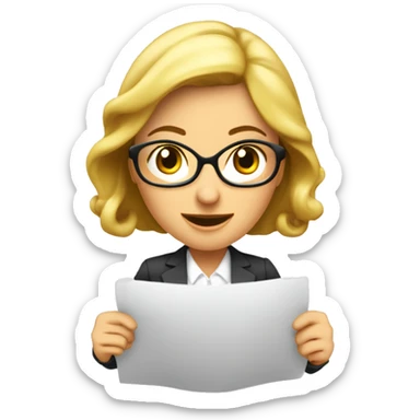 una mujer secretaria sosteniendo un cartel diciendo:  "vamos con todo" sticker