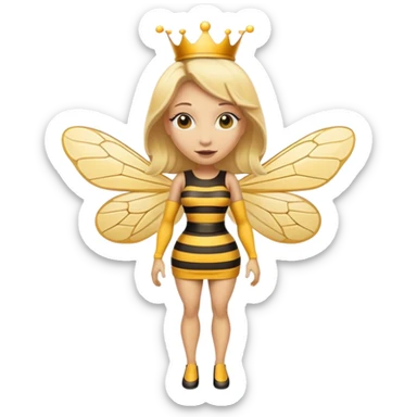 Full Body medium size Queen bee woman with  blonde hair and big nose sticker
