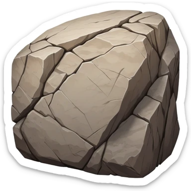 A large, rough rock or boulder with uneven surfaces and natural cracks. The texture is rugged and earthy, in shades of gray or brown, symbolizing strength, stability, and nature sticker