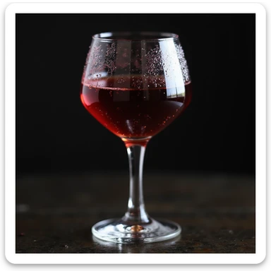 a glass of red wine with condensation on the glass, photorealistic style, no background sticker