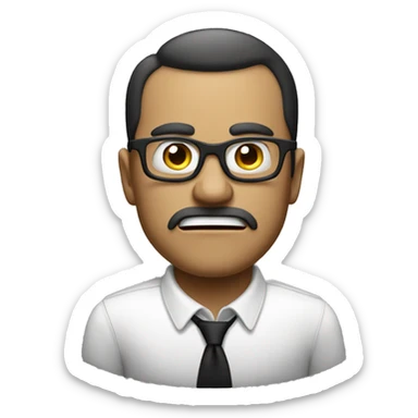 white hire, black spectacle, angry man sticker