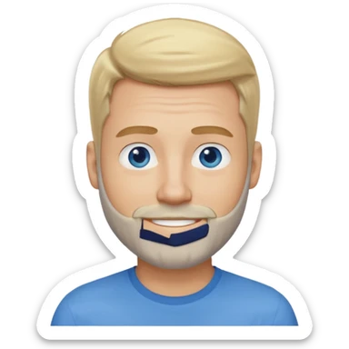 35-year-old man with blonde hair, blue eyes, light beard, friendly smile sticker
