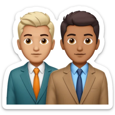 two same look brother both busnessmen indian look just gove diffrenet colour of coat and little bit variation in hairstyle sticker