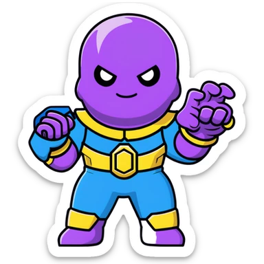 Thanos with Infinity Gauntlet in Squid Game player uniform making a defiant pose sticker