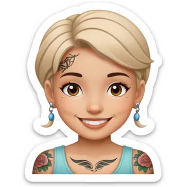 girl with small face tattoos, smiling sticker