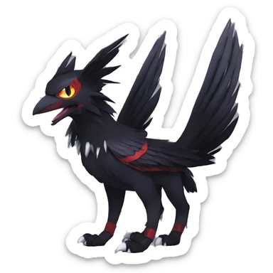 cool edgy black punk red nargacuga-raven-Noivern-cat-animal hybrid Fakemon collar full body sticker
