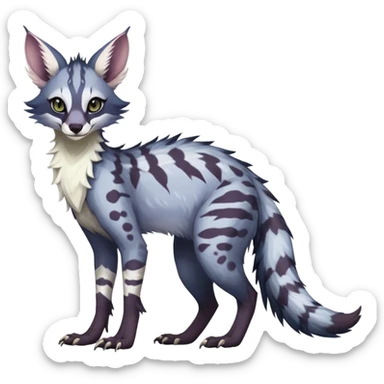 Feral Rare Fantasy dark pastel Vernid-Sergal-Genet-Trico-species by LiLaiRa, random markings, tufted tail, tufted ears, full body sticker