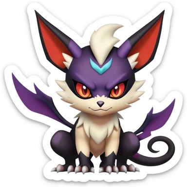 Edgy Cool Kawaii Litten-Noivern-Noibat-Absol-Pokémon Full Body sticker