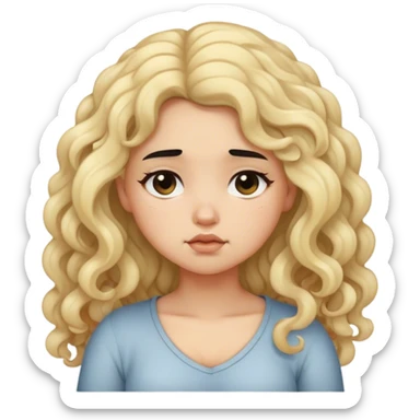 black hair blond girl with long curly hair make her little chubby sleepy  sticker