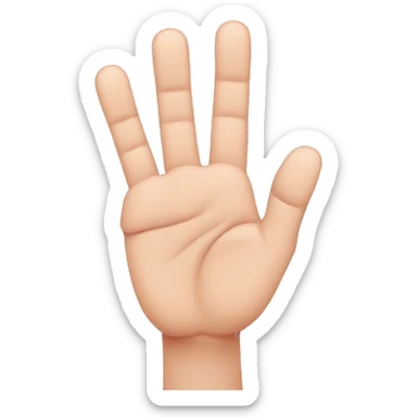 hand with three fingers up, pinky finger and thumb in center of palm of hand sticker