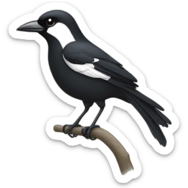 Magpie with a grey handlebar moustache sticker