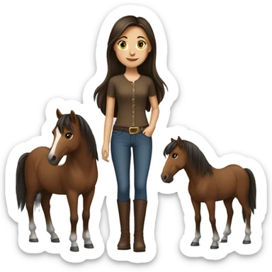 brunette girl with brown horse sticker