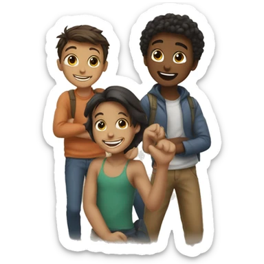 happy girl with boys sticker