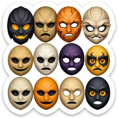 Artistic scary masks sticker