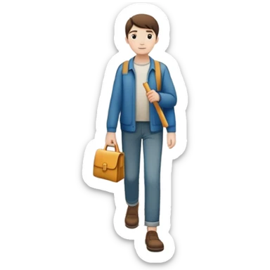 The image shows a person walking across a bridge, symbolizing a personal journey. The atmosphere is calm and introspective, with soft, emotional tones. In their hands, they carry symbolic tools labeled “Compassion” and “Forgiveness,” suggesting healing after emotional pain--  sticker