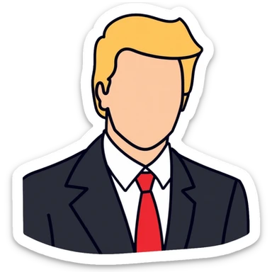 business man with blonde hair in suit and red tie sticker
