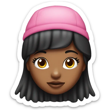 Hello kitty con gorro black girl with straight hair and eyelashes sticker