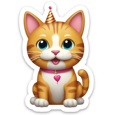 cat with a birthday balloon sticker