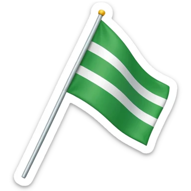 A red flag with a vertical and horizontal white stripe and two diagonal green stripes. Apple flag emoji style sticker
