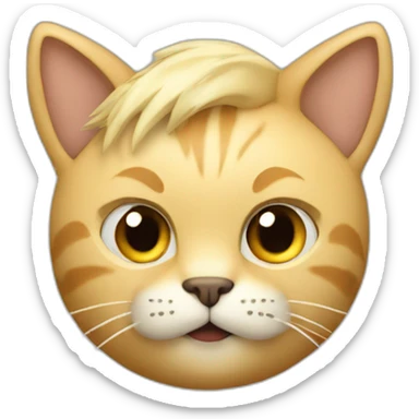 1 man, cat's head, blonde hair, artificial animal ears sticker