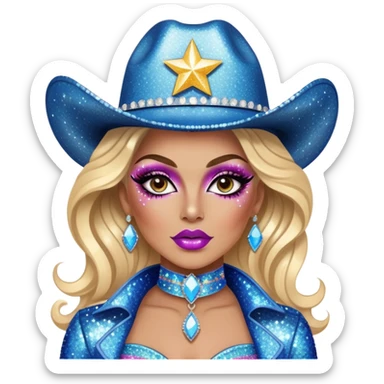 cowboy drag queen glitter sparkles babe girl makeup diva brat sticker