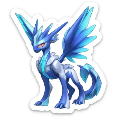  cool edgy shiny colorful godly ethereal Suicune-Dialga-Fakemon full body sticker