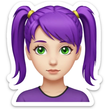 Girl with purple hair with a ponytail  sticker
