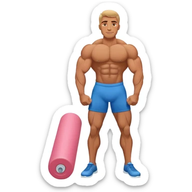 bodybuilder using foam roller sticker