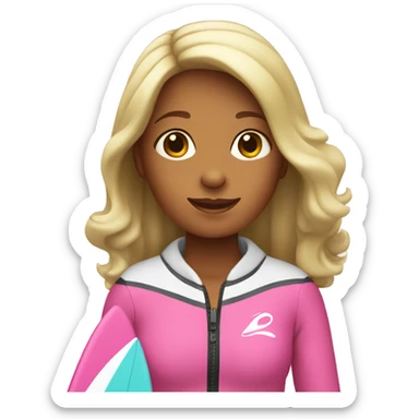 Girl surfer with pink surf board sticker