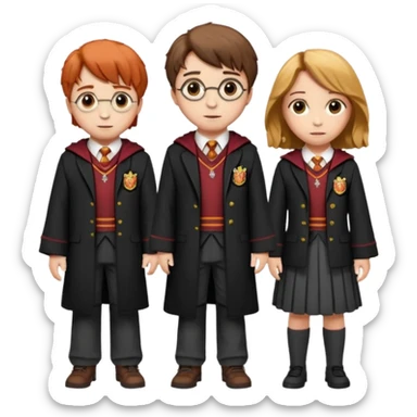 harry potter, ronald weasley and hermione granger in gryfinndor uniform sticker