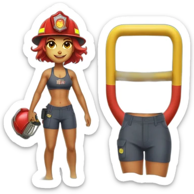 Buffed Cat girl Firefighter beach volley sticker