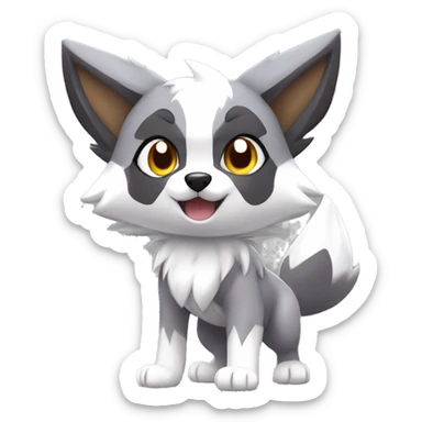 Kawaii Cool Chibi Poochyena-Rocruff-Lycanroc-Pokémon Full Body sticker