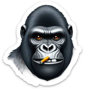 Gorilla with diamond teeth smoking a cigarette  sticker