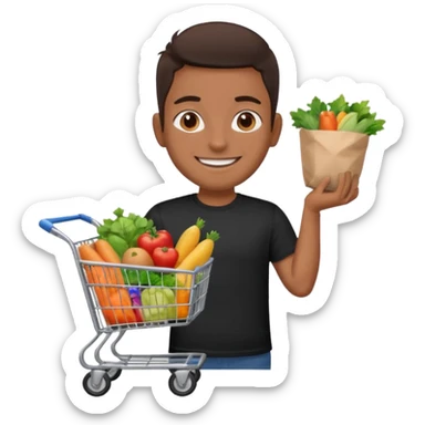 build me a personalized emoji whee it's a smart cart for grocery and a latino looking face that works as jack of all trades sticker