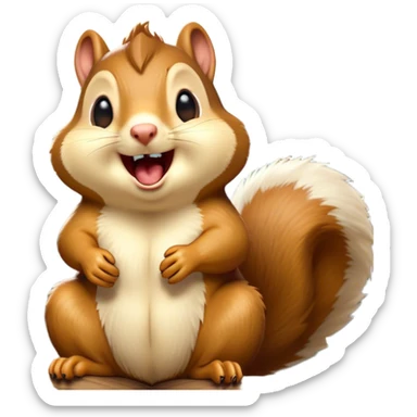 Cinematic Silly Yawning Squirrel Portrait Emoji, Head tilted with a dramatic, wide-open yawn revealing a tiny, adorable snout, soft, downy fur and a fluffy tail slightly askew, Simplified yet irresistibly cute features, highly detailed, glowing with a soft, cozy woodland glow, high shine, relaxed yet humorously expressive, stylized with a dash of whimsical woodland charm, soft glowing outline, capturing the essence of a drowsy yet endearing squirrel that appears ready to stretch and yawn its way into your heart! sticker