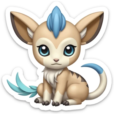 Animalistic kawaii chibi sleepy happy glad somber mongral Meloetta-Absol-Zekrom-Gatomon-Pteromon-hybrid sticker