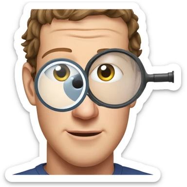 Mark zuckerberg looking through a magnifier sticker