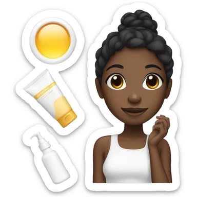 Black girl doing skincare with pjs on sticker