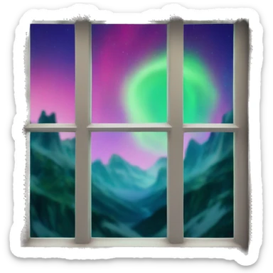 Aurora borealis through a window frame sticker