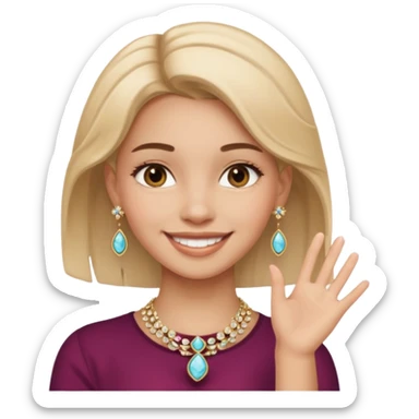 smiling girl with jewelry remove hand in face sticker